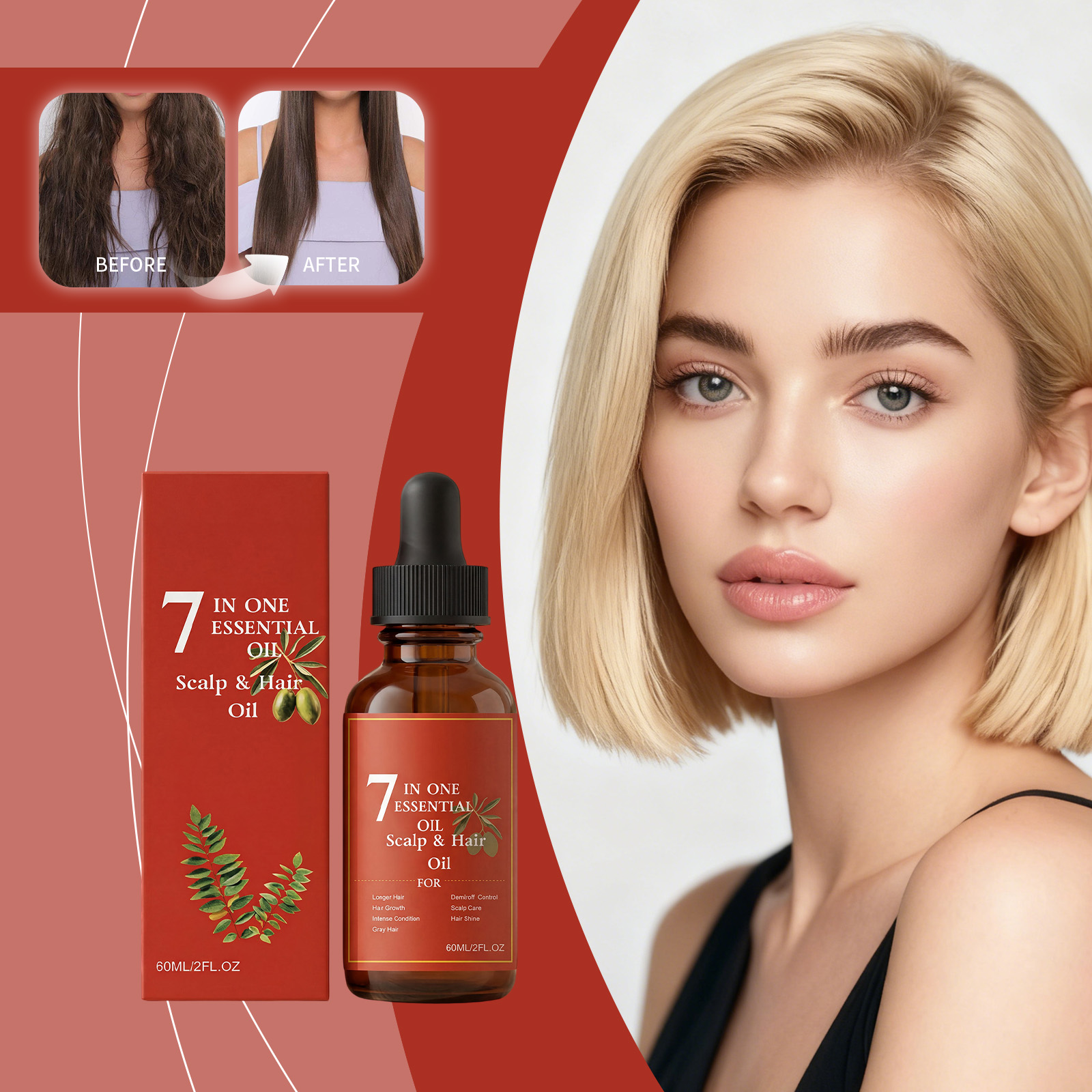 Hair Care Olive Oil - 7-in-1 Hair Essential Oil 60ml Rosemary