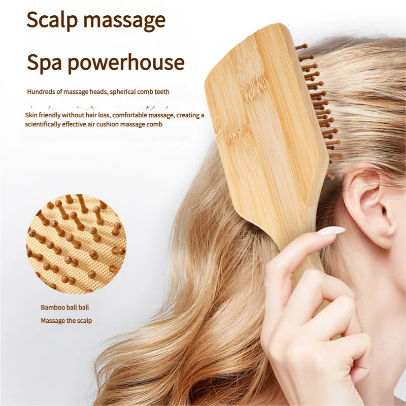 Bamboo Hair Brush Women Stylin - Detangling Wide Comb 评论和价格
