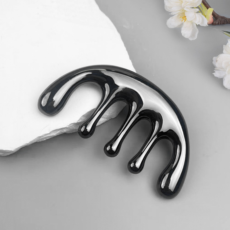 1pc Five-tooth Metal Massage C - Detangling Wide Comb 评论和价格