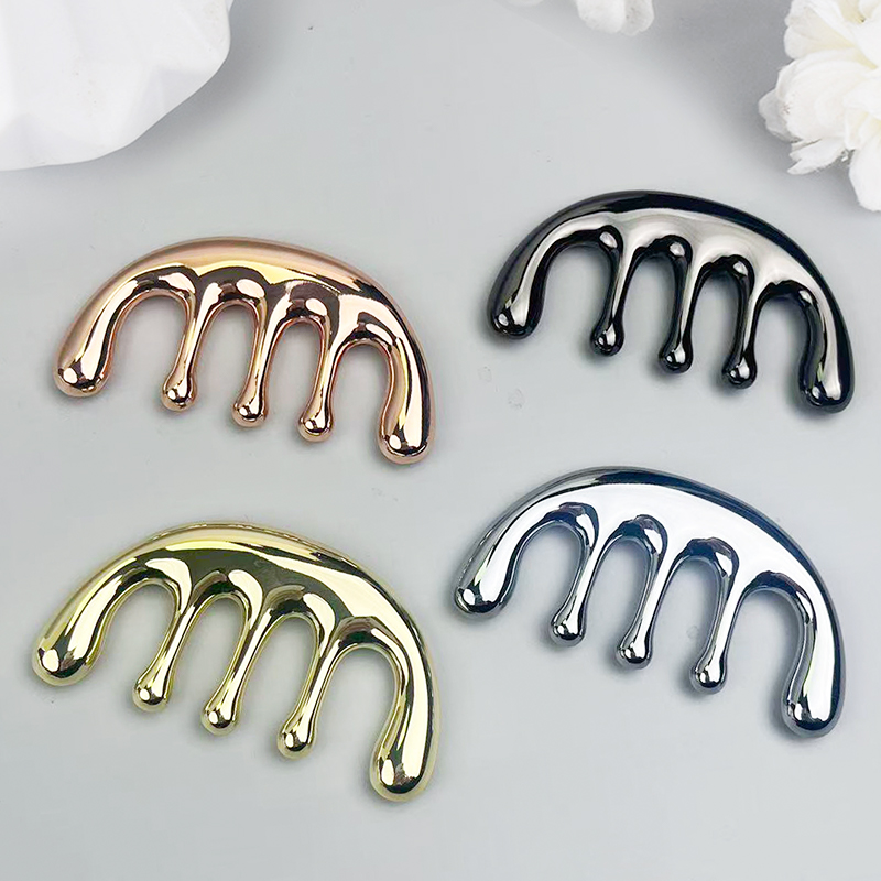 1pc Five-tooth Metal Massage C - Detangling Wide Comb 评论和价格