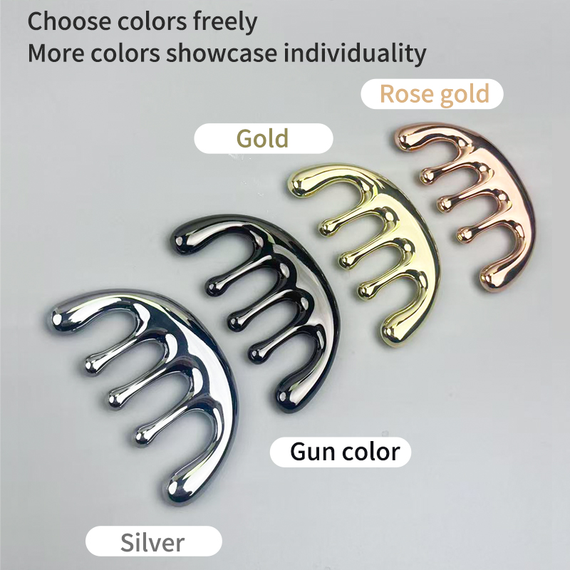 1pc Five-tooth Metal Massage C - Detangling Wide Comb 评论和价格